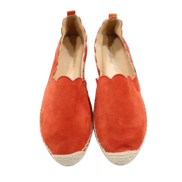 Carmen Saiz Scalloped Orange Red Suede Flat Espadrilles - 6/EU 37. Made in Spain - Picture 6 of 7